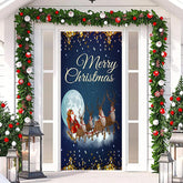 Aperturee - Glitter Blue Santa Claus Night Christmas Door Cover